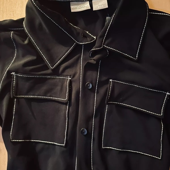 Chico's Women's Travelers Shirt Dress in Black Button Sleeve Size: 0 NWT - Picture 3 of 6